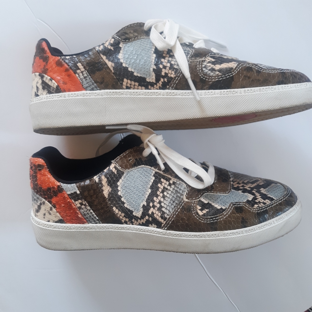 Maison scotch & soda  faux snake print sneakers  womens 8.5